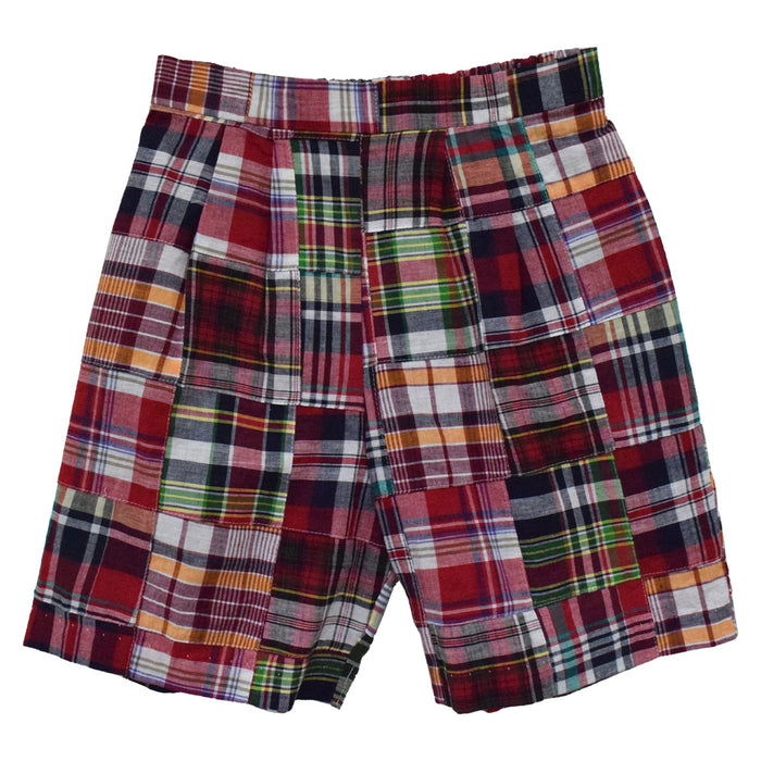 Red and Navy Patchwork Boys Short