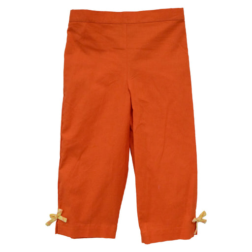 Orange Girls Capri Pant With Bow Yellow Check Seersucker