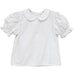 White Solid Girls Button Back Blouse Short Sleeve