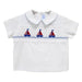 Nautical Smocked White Solid Boys Shirt Short Sleeve