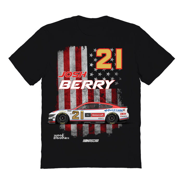 Josh Berry Vive La Fete NASCAR American Flag Cotton T-Shirt Black