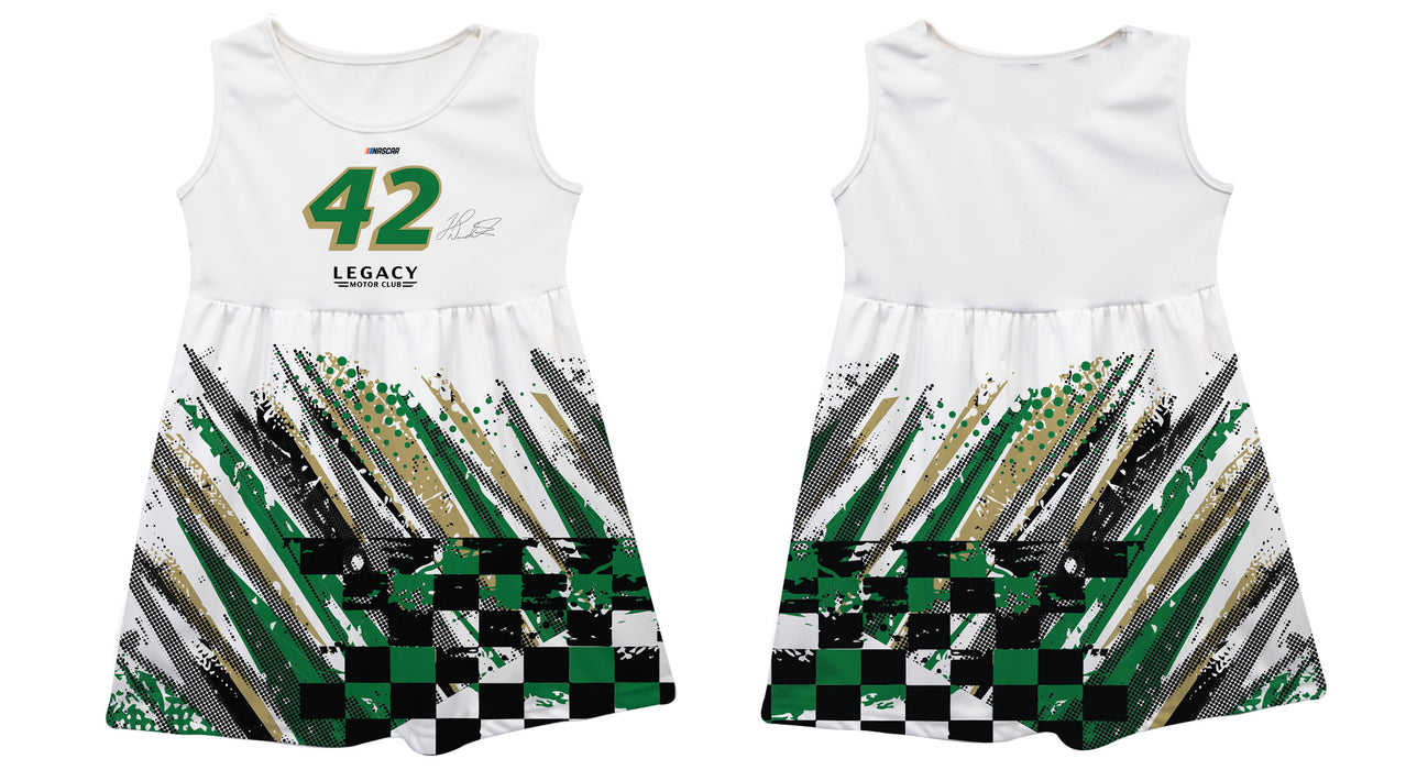 John Hunter Vive La Fete NASCAR Abstract Check Halftones Tank Dress White
