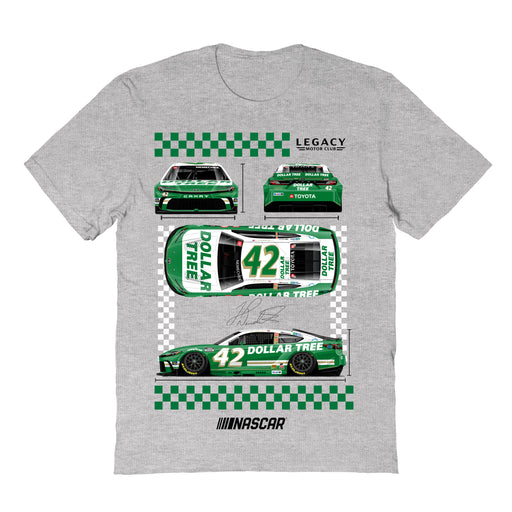 John Hunter Vive La Fete NASCAR Car View Cotton T-Shirt Grey