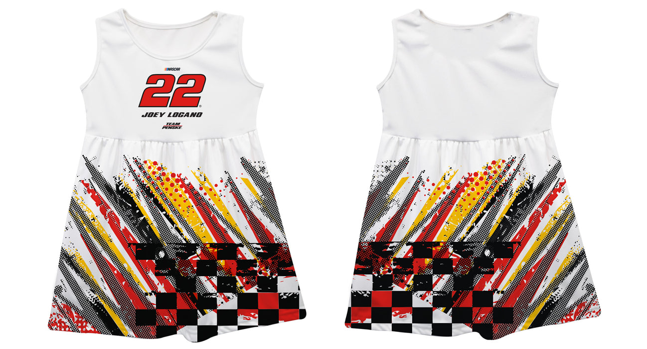 Joey Logano Vive La Fete NASCAR Abstract Check Halftones Tank Dress - White