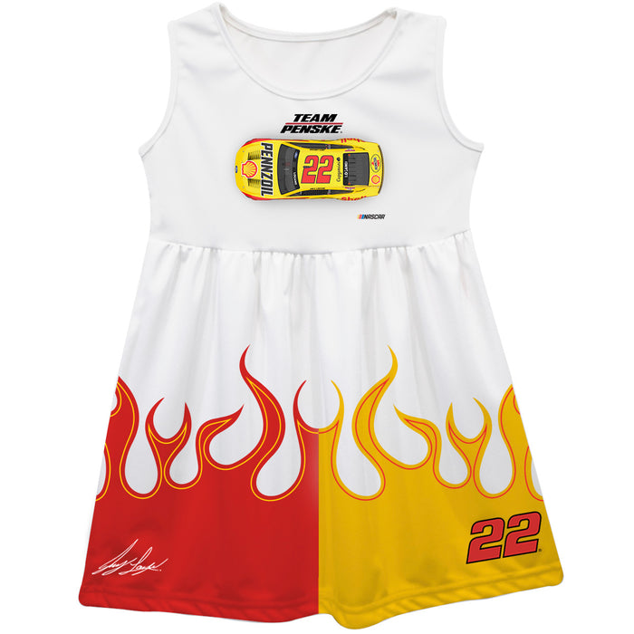 Joey Logano Vive La Fete NASCAR Car - Flames Tank Dress - White