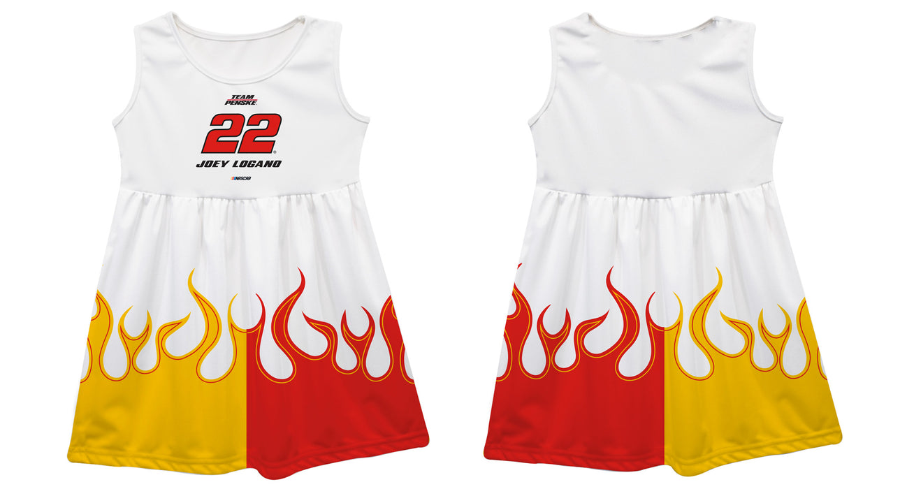Joey Logano Vive La Fete NASCAR Car - Flames Tank Dress - White