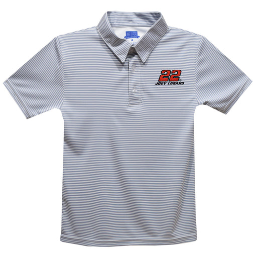Joey Logano Vive La Fete Pencil Stripe Polo - Gray