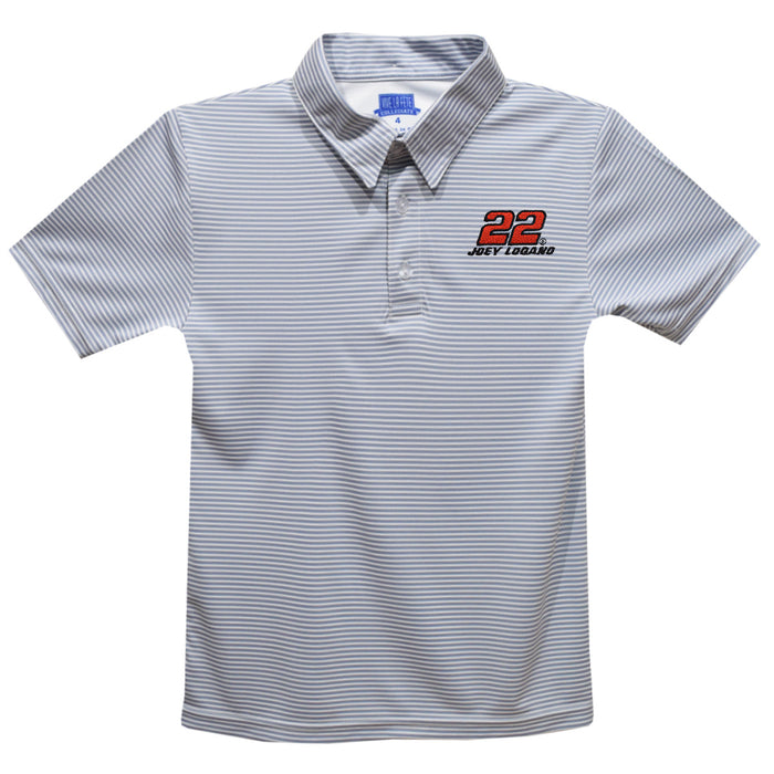 Joey Logano Vive La Fete Pencil Stripe Polo - Gray