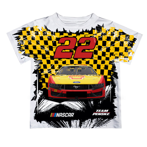 Joey Logano Vive La Fete NASCAR Flag Racing Car T-Shirt - White