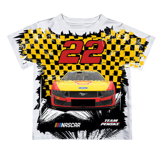 Joey Logano Vive La Fete NASCAR Flag Racing Car T-Shirt - White