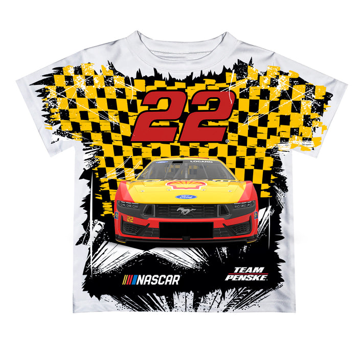 Joey Logano Vive La Fete NASCAR Flag Racing Car T-Shirt - White