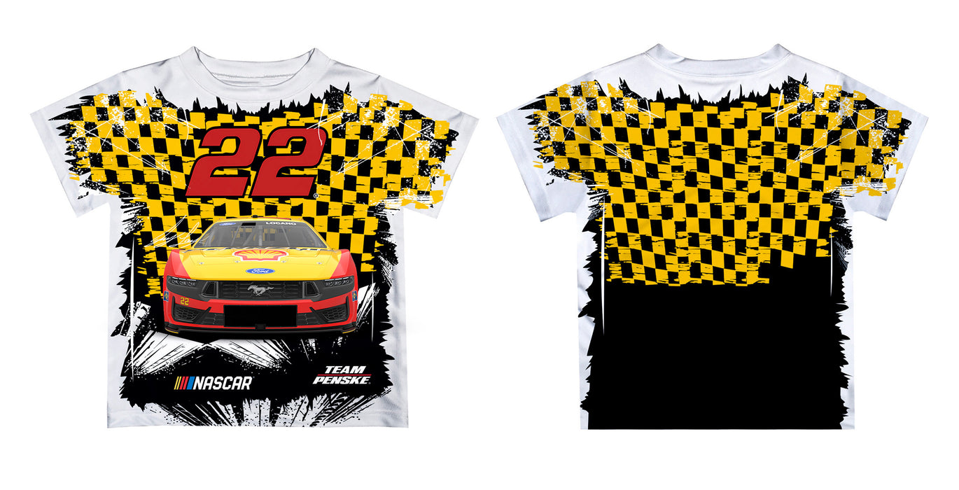 Joey Logano Vive La Fete NASCAR Flag Racing Car T-Shirt - White