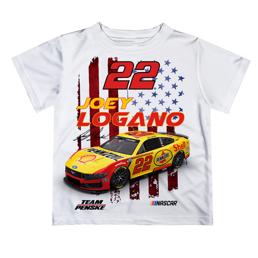 Joey Logano Vive La Fete NASCAR Flag Racing Car T-Shirt - White
