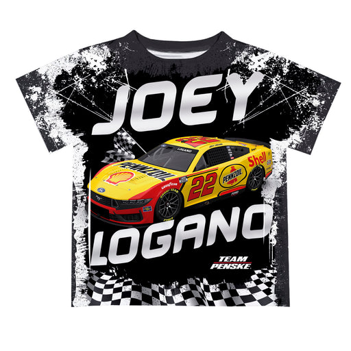 Joey Logano Vive La Fete NASCAR Abstract Kids T-Shirt - Black