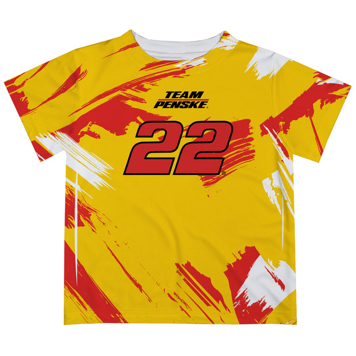 Joey Logano Vive La Fete NASCAR Paint Brush T-Shirt - Gold