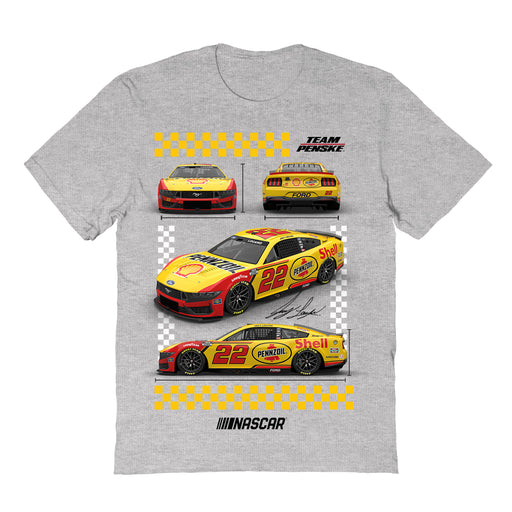 Joey Logano NASCAR Car View Cotton T-Shirt - Grey