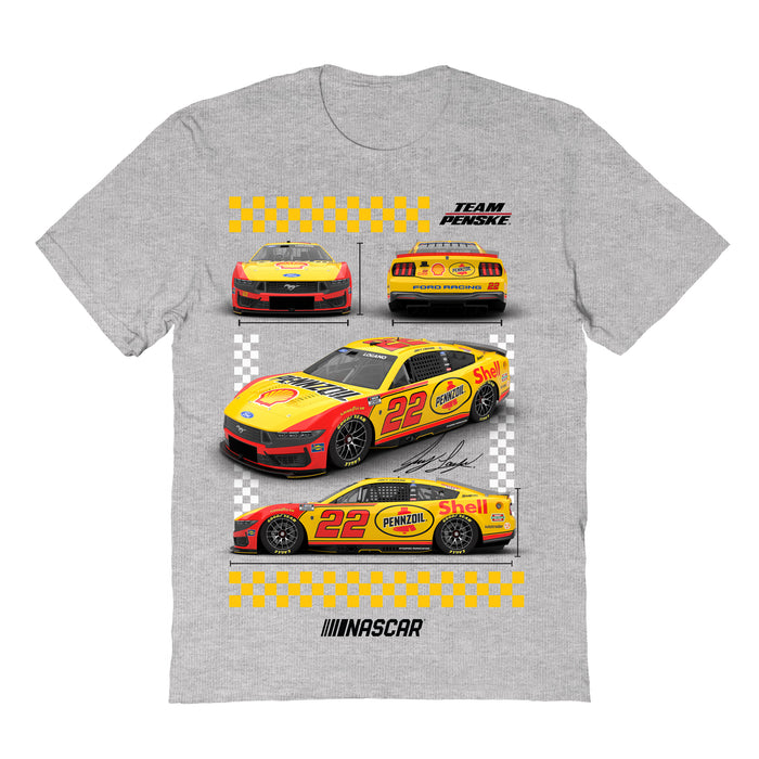 Joey Logano NASCAR Car View Cotton T-Shirt - Grey