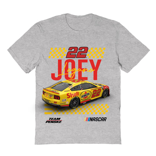 Joey Logano NASCAR Name Grid Classic Cotton T-Shirt  - Grey