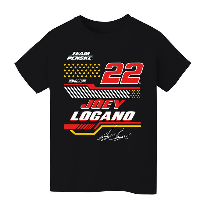 Joey Logano Vive La Fete NASCAR Geometric Classic Front Cotton T-Shirt - Black