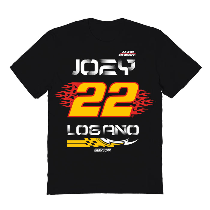Joey Logano Vive La Fete NASCAR Fire number Cotton T-Shirt  - Black