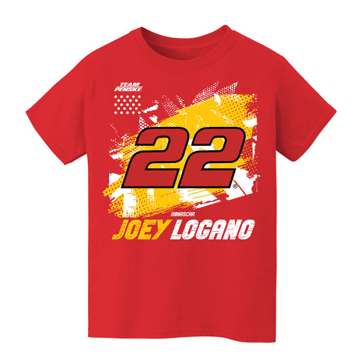 Joey Logano NASCAR Abstract Halftone Front Cotton T-Shir - Red