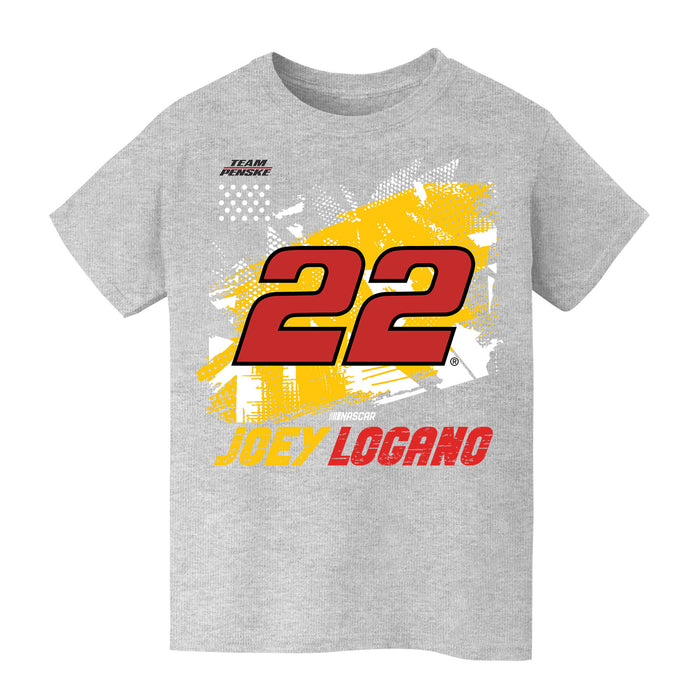 Joey Logano NASCAR Abstract Check Halftones Cotton T-Shirt - Grey