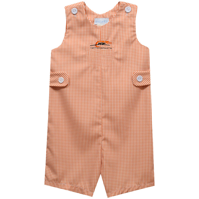 JR Motorsports Vive La Fete Gingham Jon Jon Romper - Orange