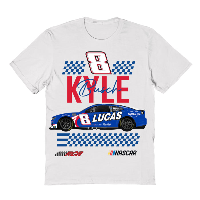 Kyle Busch Vive La Fete NASCAR Flag Racing Car T-Shirt  - White