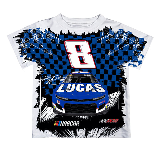 Kyle Busch Vive La Fete NASCAR Checkered Racing Car T-Shirt - Blue