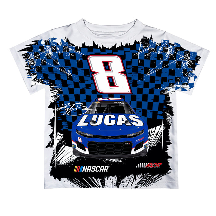Kyle Busch Vive La Fete NASCAR Checkered Racing Car T-Shirt - Blue