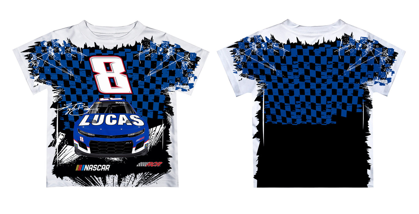 Kyle Busch Vive La Fete NASCAR Checkered Racing Car T-Shirt - Blue - Vive La Fête - Online Apparel Store