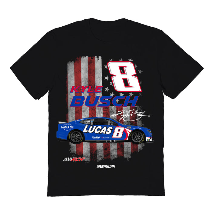 Kyle Busch NASCAR American Flag Cotton T-Shirt