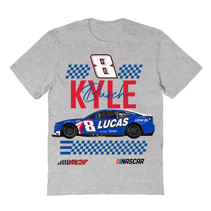 Kyle Busch NASCAR Name Grid Classic Cotton T-Shirt  - Grey