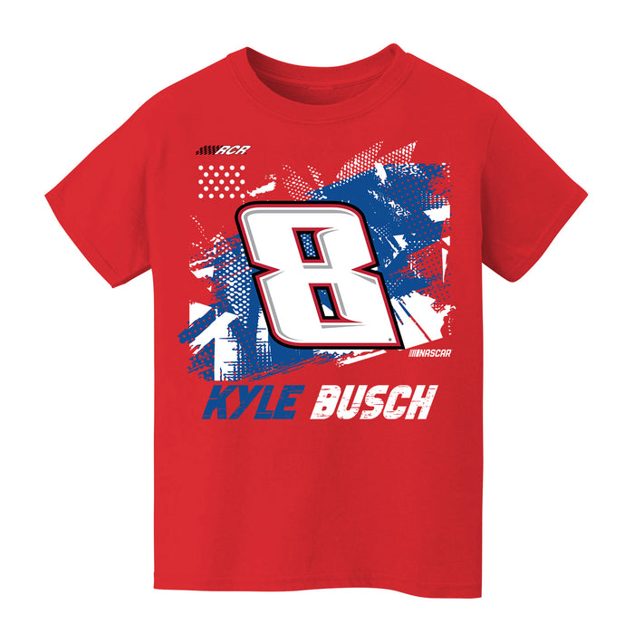 Kyle Busch NASCAR Abstract Halftone Front Cotton T-Shir - Red