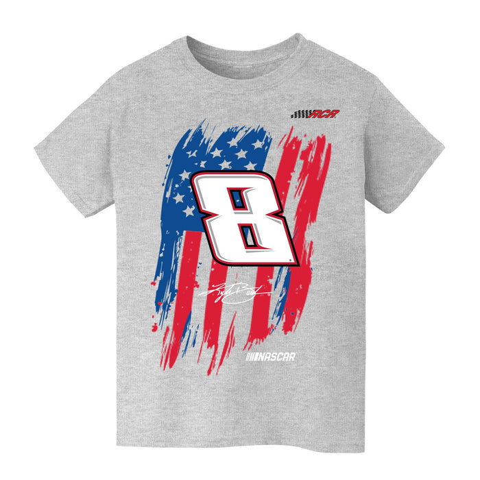 Kyle Busch NASCAR American Flag Cotton T-Shirt - Grey