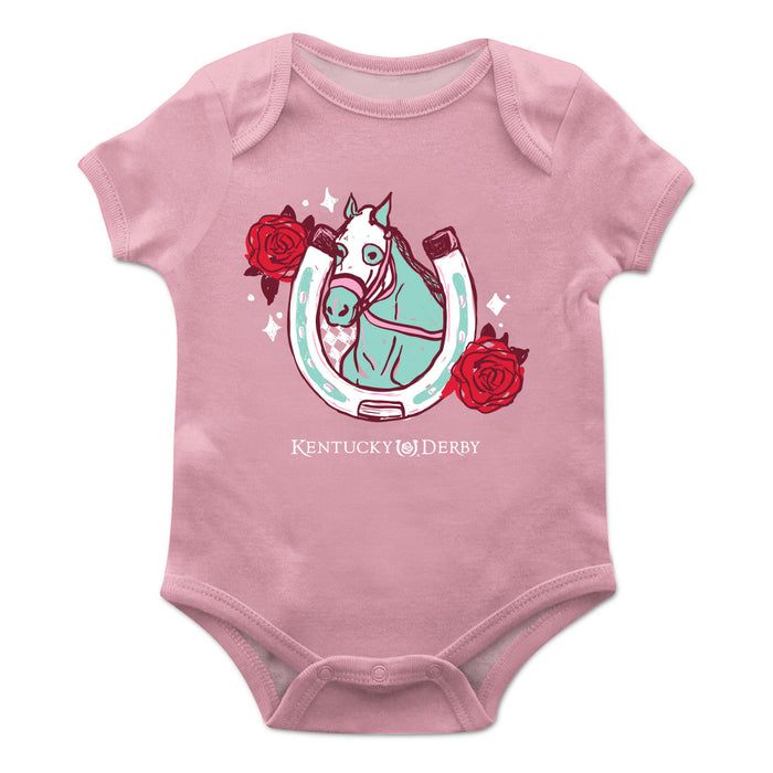 Kentucky Derby Pink Cotton Short Sleeve Bodysuit