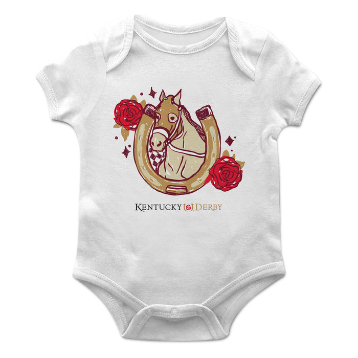 Kentucky Derby Cotton Short Sleeve Bodysuit - White