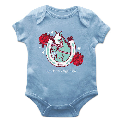 Kentucky Derby Cotton Short Sleeve Bodysuit - Light Blue
