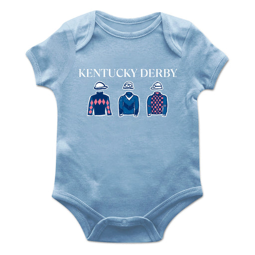 Kentucky Derby Light Blue Cotton Short Sleeve Bodysuit
