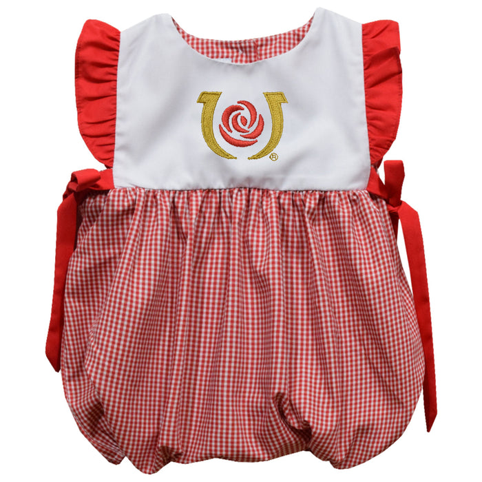 Kentucky Derby Embroidered Red Cardinal Gingham Girls Bubble