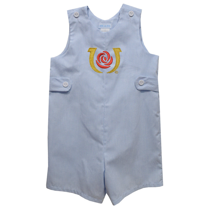 Kentucky Derby Embroidered Light Blue Gingham Boys Jon Jon