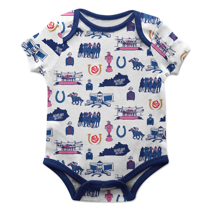 Kentucky Derby Vive La Fete Infant White Short Sleeve Onesie All Over Logo Bodysuit