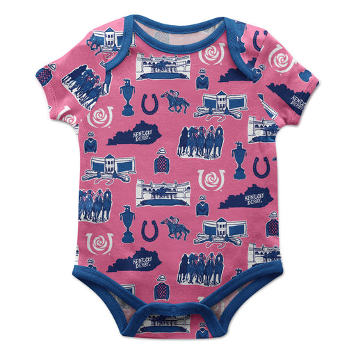 Kentucky Derby Vive La Fete Infant Pink Short Sleeve Onesie All Over Logo Bodysuit