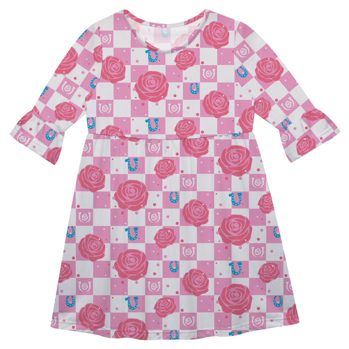 Kentucky Derby 3/4 Sleeve Rosado Repeat Print Hand Sketched Vive La Fete All Over Print