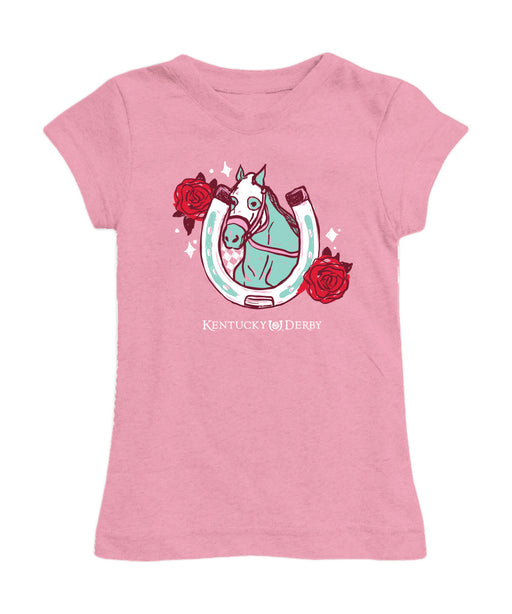 Kentucky Derby Girl´s Fitted Cotton T-shirt - Pink