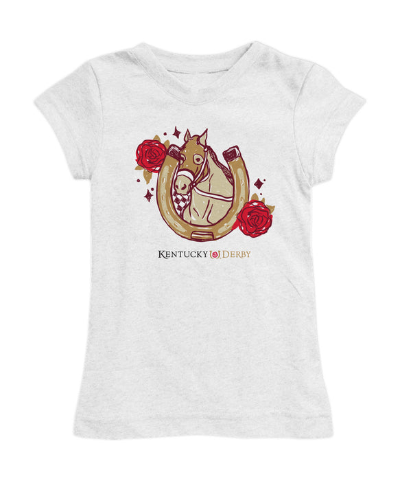 Kentucky Derby Girl´s Fitted Cotton T-shirt  - White
