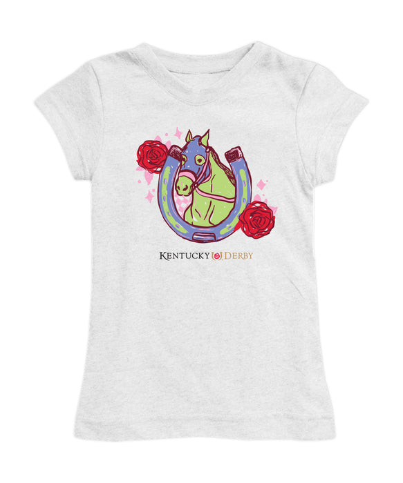 Kentucky Derby Girl´s Fitted Cotton T-shirt  - White