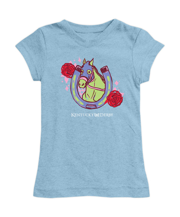 Kentucky Derby Girl´s Fitted Cotton T-shirt  - Light Blue