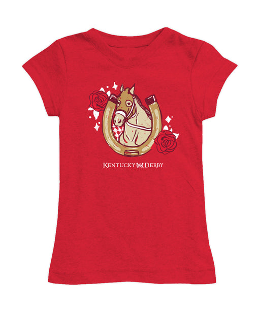 Kentucky Derby Girl´s Fitted Cotton T-shirt  - Red