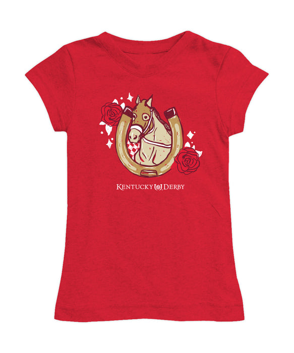 Kentucky Derby Girl´s Fitted Cotton T-shirt  - Red